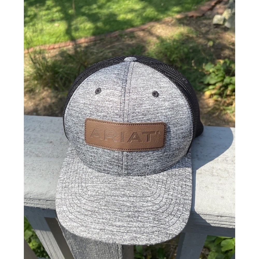 Ariat Mens Hat With Logo Flexfit Gray And Black L/XL